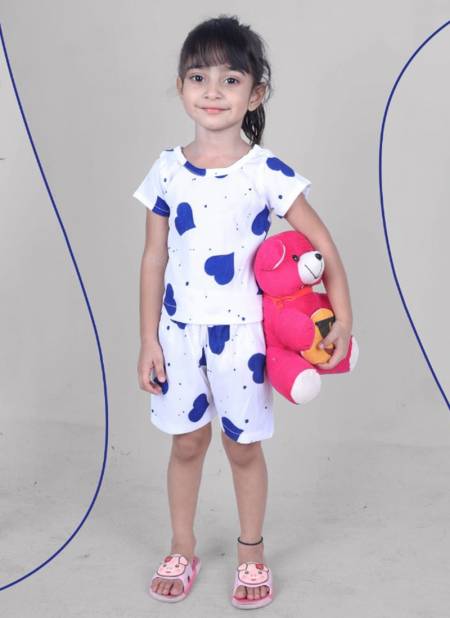 Blue Colour Top And Shorty Casual Wear Stretchable Lycra Kids Girls Wear Collection BABY 9 02